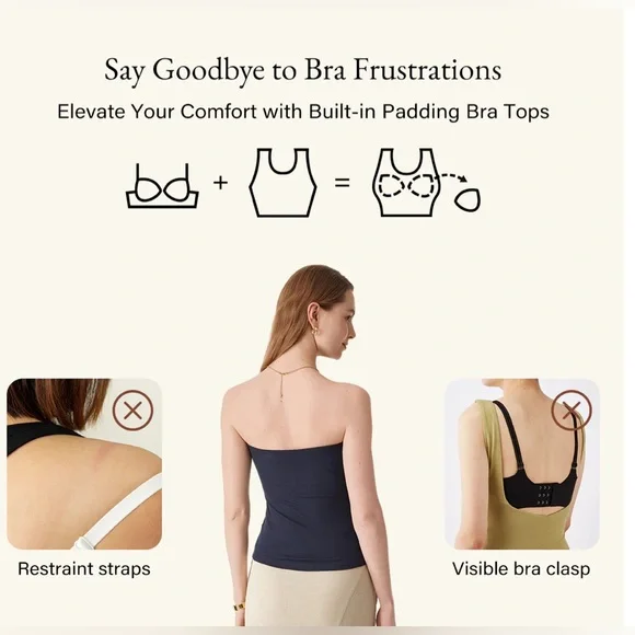 NWT OGL Eco-SkinKiss® Non-slip Essential Tube Brami Top - Midnight Navy Size S - Picture 15 of 16